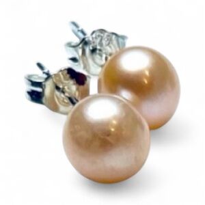 Elegant‎ 7mm Pink Pearl Stud Earrings NWOT